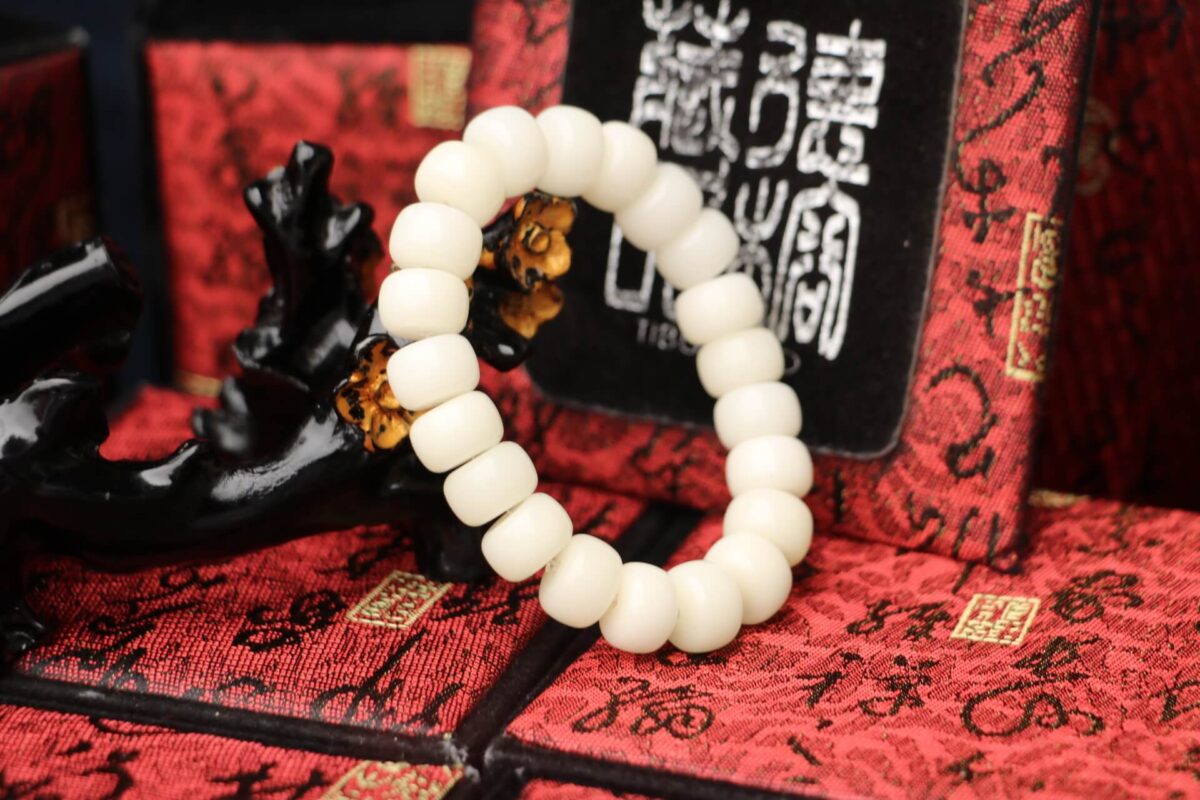 TIBUKKYO Taiwan Derong Collection｜White Jade Bodhi Root 12x8mm Barrel Beads｜Plain Beads