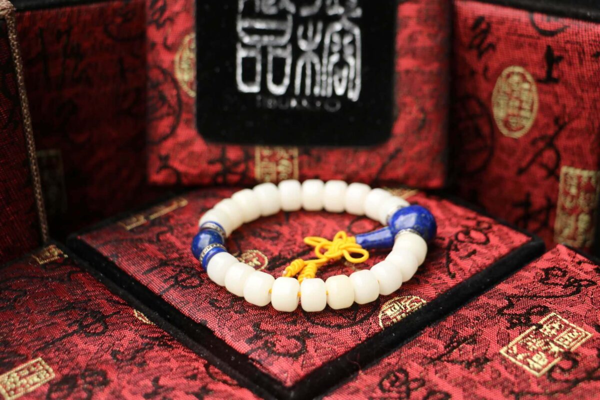 Taiwan Derong Collection｜White Jade Bodhi Root 7x9mm Barrel Beads｜Ore ore non-dyed lapis lazuli