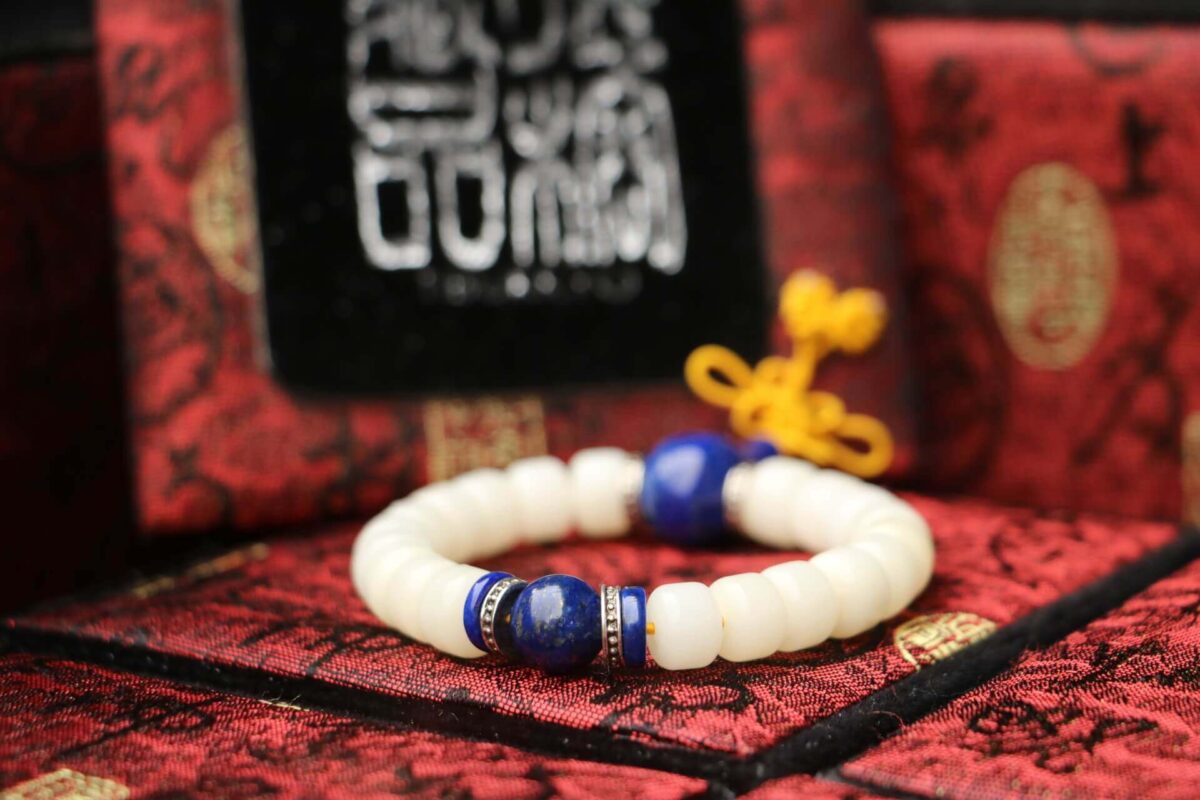 Taiwan Derong Collection｜White Jade Bodhi Root 7x9mm Barrel Beads｜Ore ore non-dyed lapis lazuli