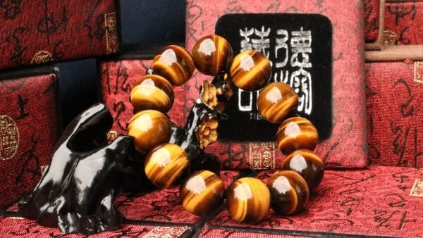 台灣德榕藏品｜原礦無染色黃虎眼石手珠20mm