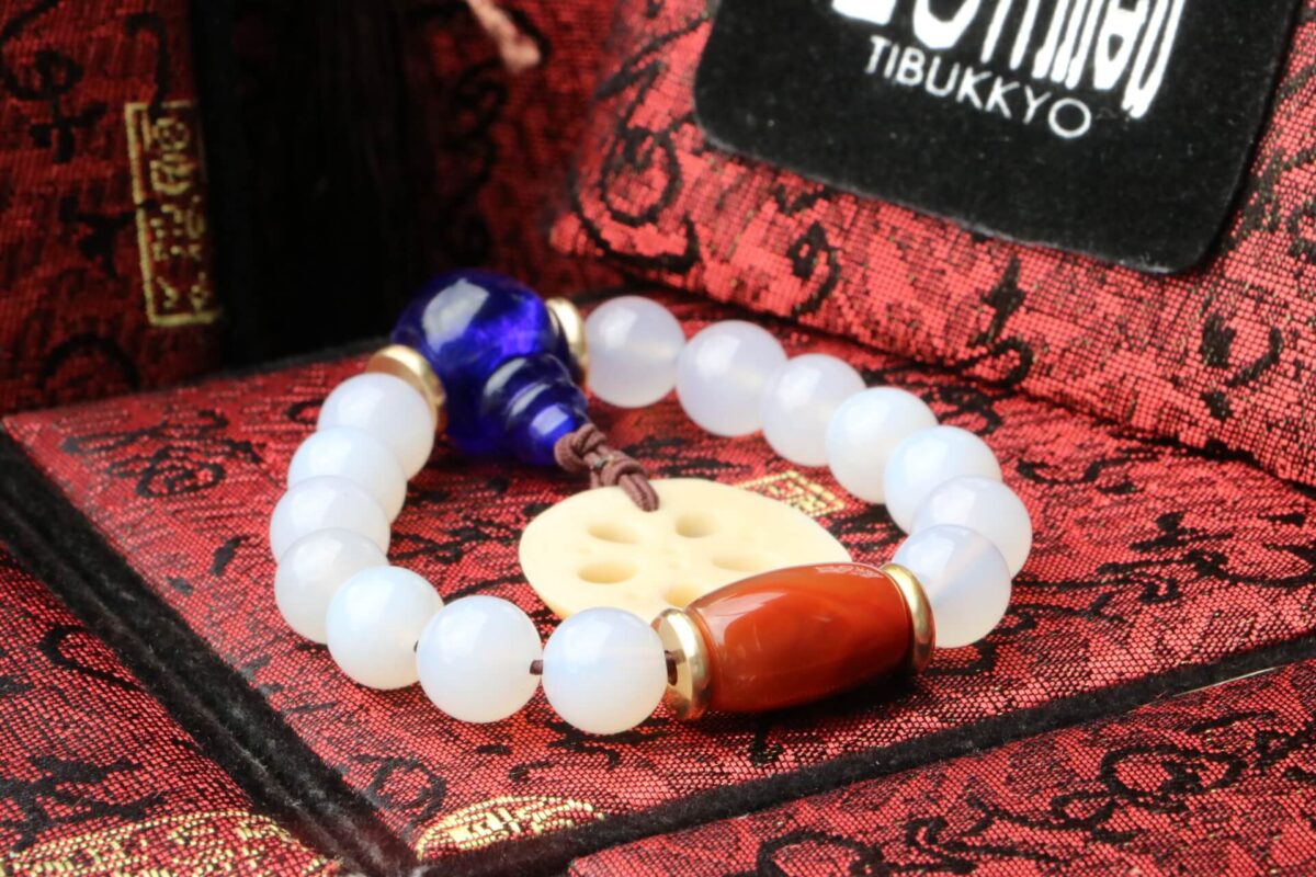 Taiwan Derong Collection｜Raw ore white agate hand beads 8mm round beads｜South red agate｜Blue glass Buddha head