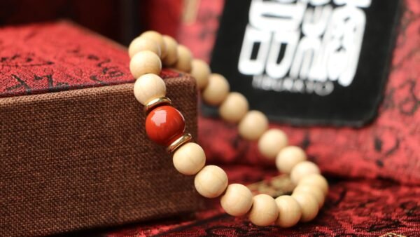 TIBUKKYO台灣德榕藏品｜新籽六道木手珠8mm圓珠｜原礦柿子紅南紅瑪瑙隔珠（滿色滿肉）