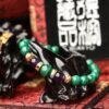 台灣德榕藏品｜原礦無染色孔雀石手珠8mm｜紫水晶隔珠｜蓮花黃銅