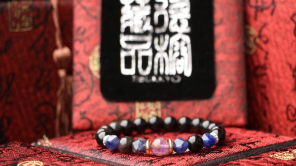 Taiwan Derong Collection｜Original undyed obsidian hand beads 8mm｜Purple ghost｜Blue stone