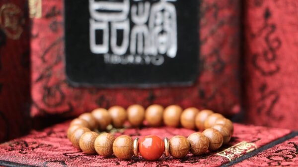 TIBUKKYO台灣德榕藏品｜精工老料滿花六道木8mm手珠型｜柿子紅南紅瑪瑙隔珠