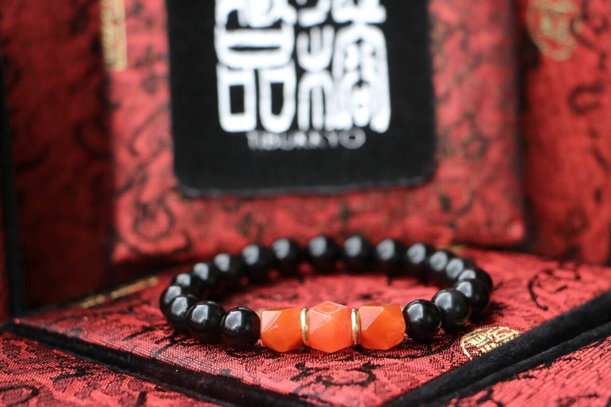 TIBUKKYO Taiwan Derong Collection｜Original undyed obsidian hand beads 8mm｜Polygonal ice floating south red agate beads