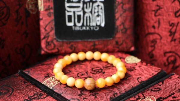 台灣德榕藏品｜蜜蠟色緬甸黃玉手珠8mm圓珠｜老料六道木隔珠