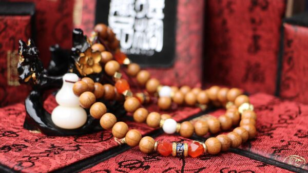 Taiwan Derong Collection｜Seiko old materials full of flowers six wood rosary beads 8mm 54 pieces｜Clam gourd