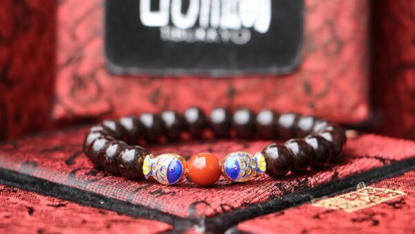 台灣德榕藏品｜精品印尼料椰蒂手珠7x9mm蘋果圓｜魚躍龍門景泰藍黃銅