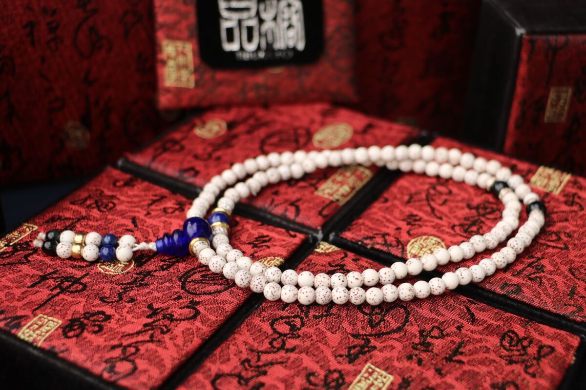 Taiwan Derong Collection｜Xingyue Bodhi 108 6mm round beads｜Obsidian｜Blue glass Buddha head