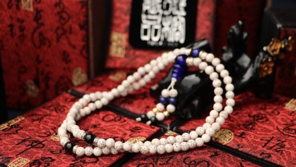 台灣德榕藏品｜星月菩提108顆6mm圓珠｜黑曜石｜藍琉璃佛頭