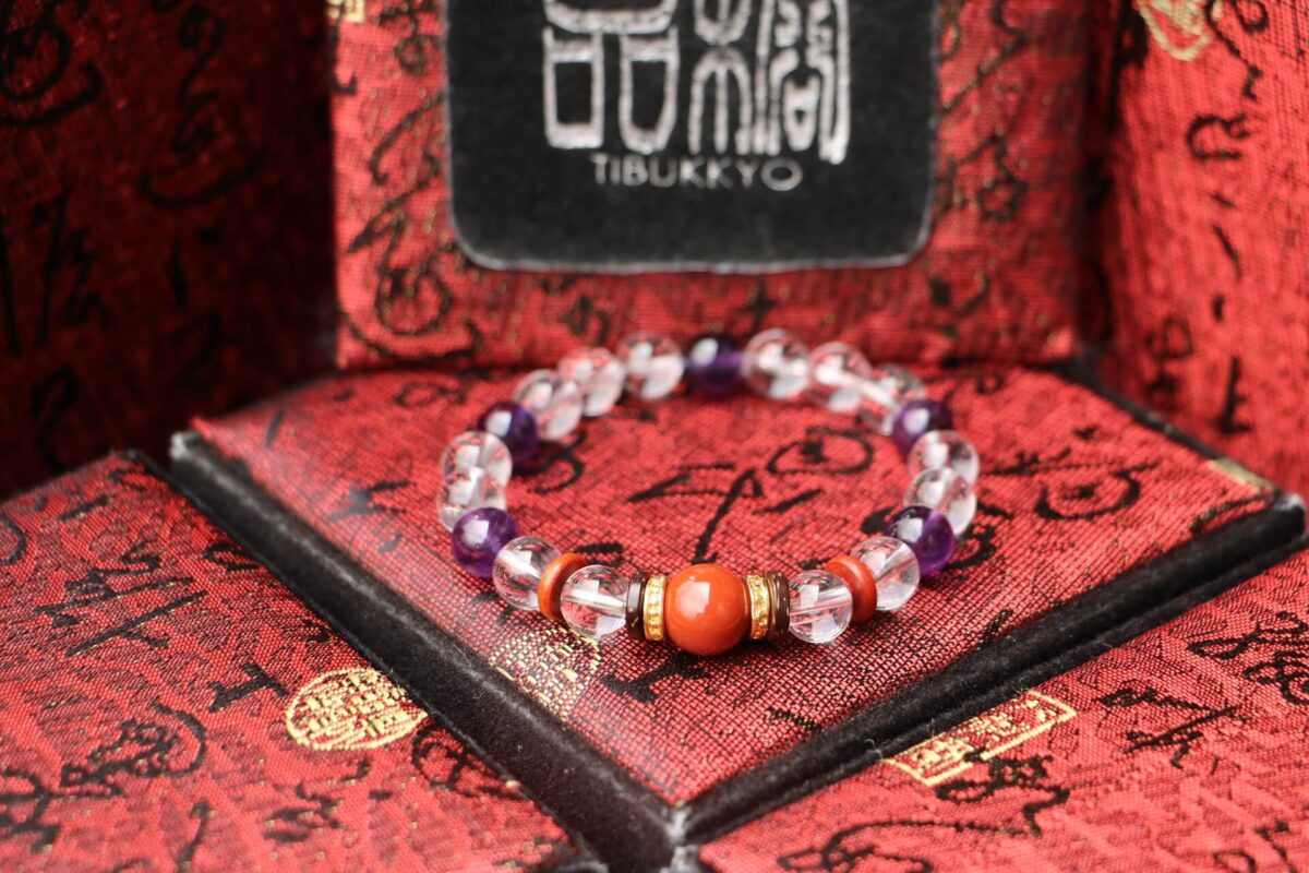 Taiwan Derong Collection｜Raw ore undyed amethyst bracelet 8mm｜White crystal｜South red agate beads