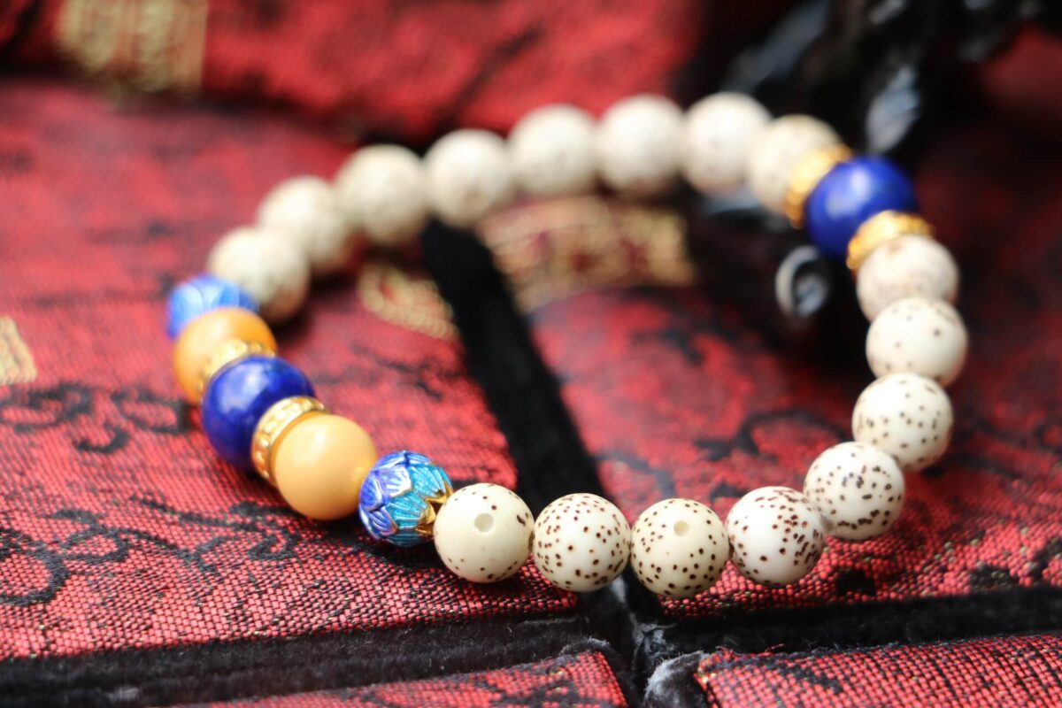 Taiwan Derong Collection｜3A+ Star Moon Bodhi Hand Beads 8mm Round Beads｜Lapis｜Lotus Cloisonne Beads｜Myanmar Topaz Beads