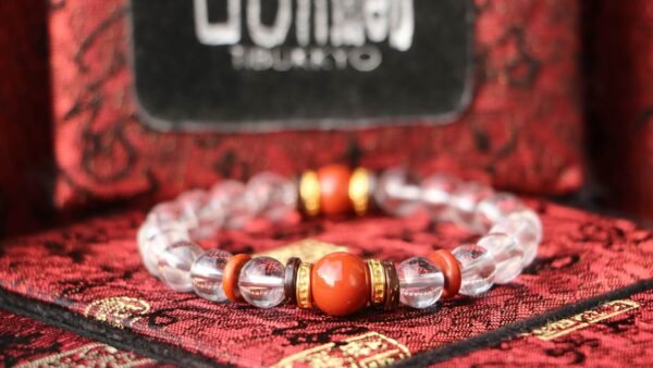 台灣德榕藏品｜原礦無染色白水晶手珠8mm｜南紅瑪瑙隔珠