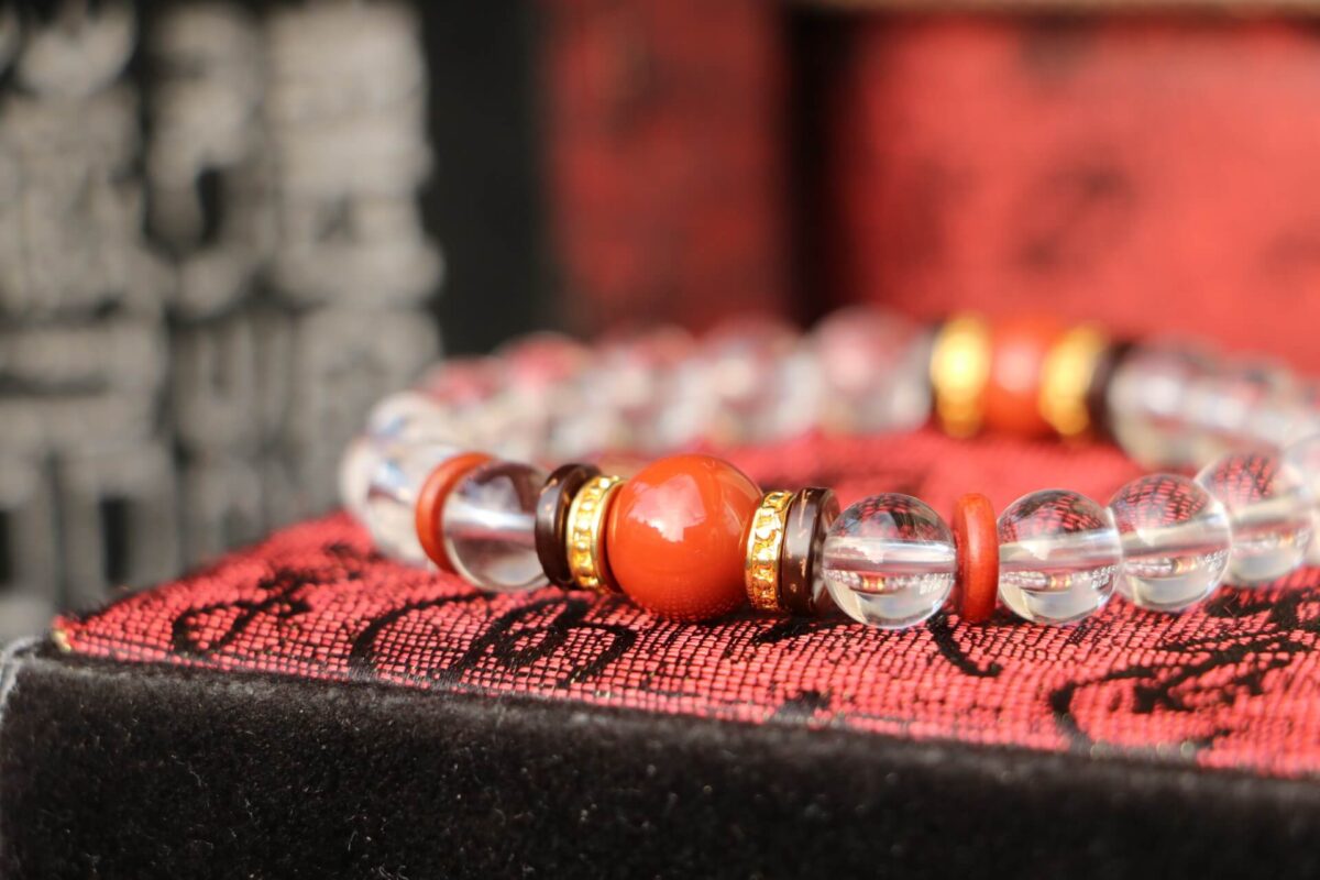 Taiwan Derong Collection｜Original undyed white crystal hand beads 8mm｜Southern red agate beads
