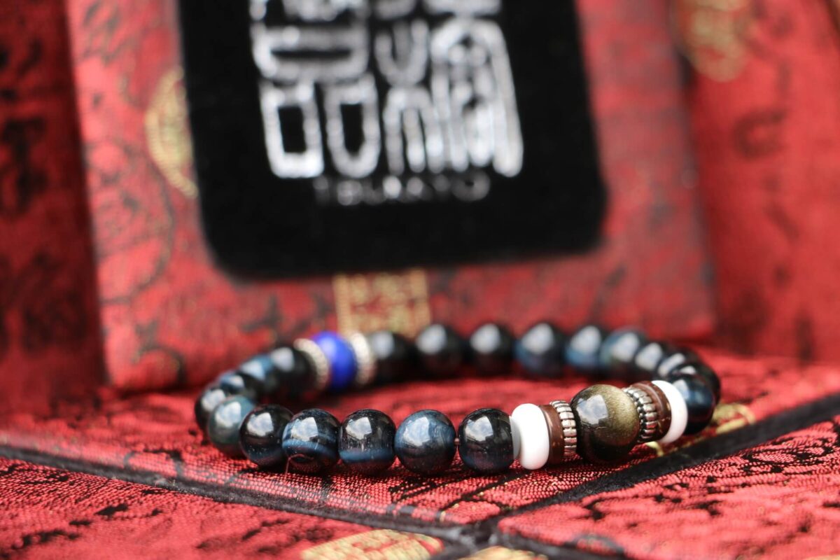 Taiwan Derong Collection｜Raw ore non-dyed blue tiger eye hand bead 8mm｜Raw non-dyed lapis lazuli