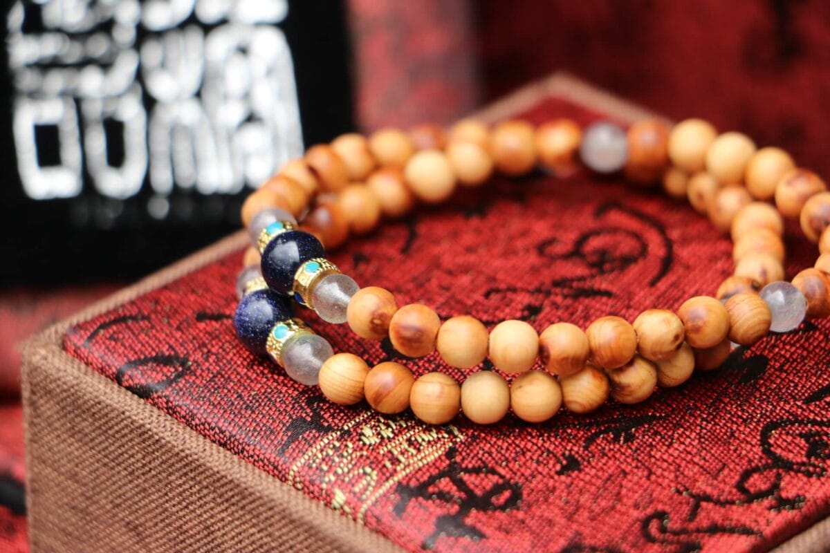 Taiwan Derong Collection｜6mm Thuja wood beads｜Blue sandstone beads｜Moonstone