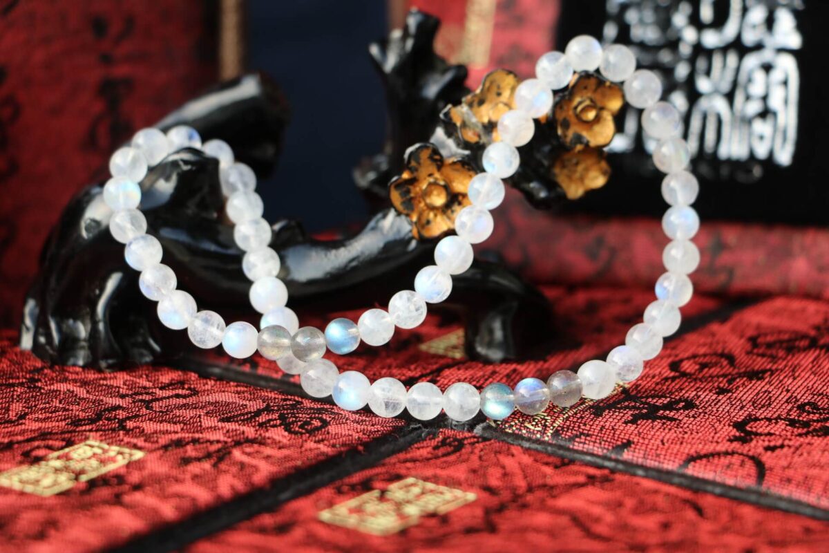 Taiwan Derong Collection | Raw ore non-dyed white moonstone hand beads 6mm round beads [two circles]