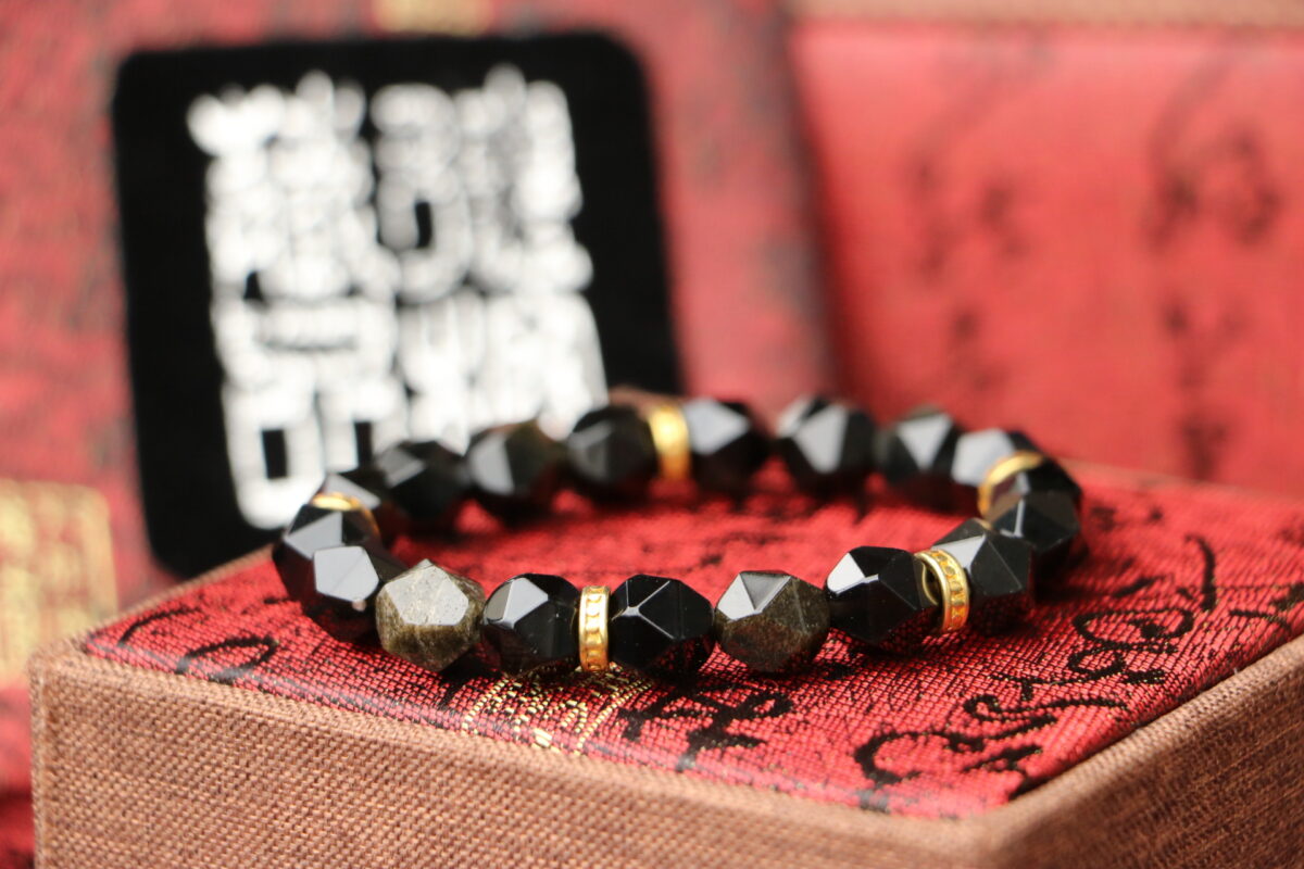 Taiwan Derong Collection｜Original undyed gold obsidian hand beads 8mm round beads｜Multi-cut obsidian