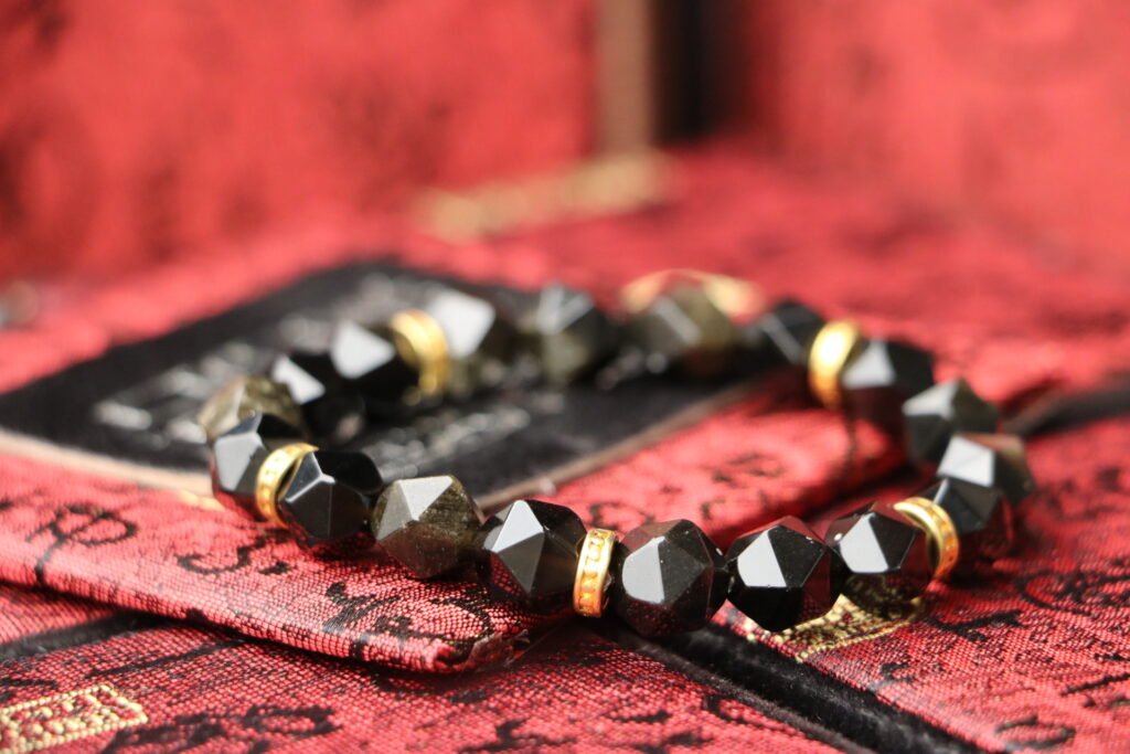 Taiwan Derong Collection｜Original undyed gold obsidian hand beads 8mm round beads｜Multi-cut obsidian