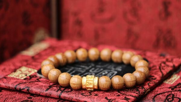 Taiwan Derong Collection｜Seiko old material full of flowers six wood 8mm hand bead type｜9999 pure gold six-character proverb beads