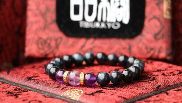 Taiwan Derong Collection｜Original undyed blue tiger eye stone hand beads 8mm｜Amethyst spacer beads