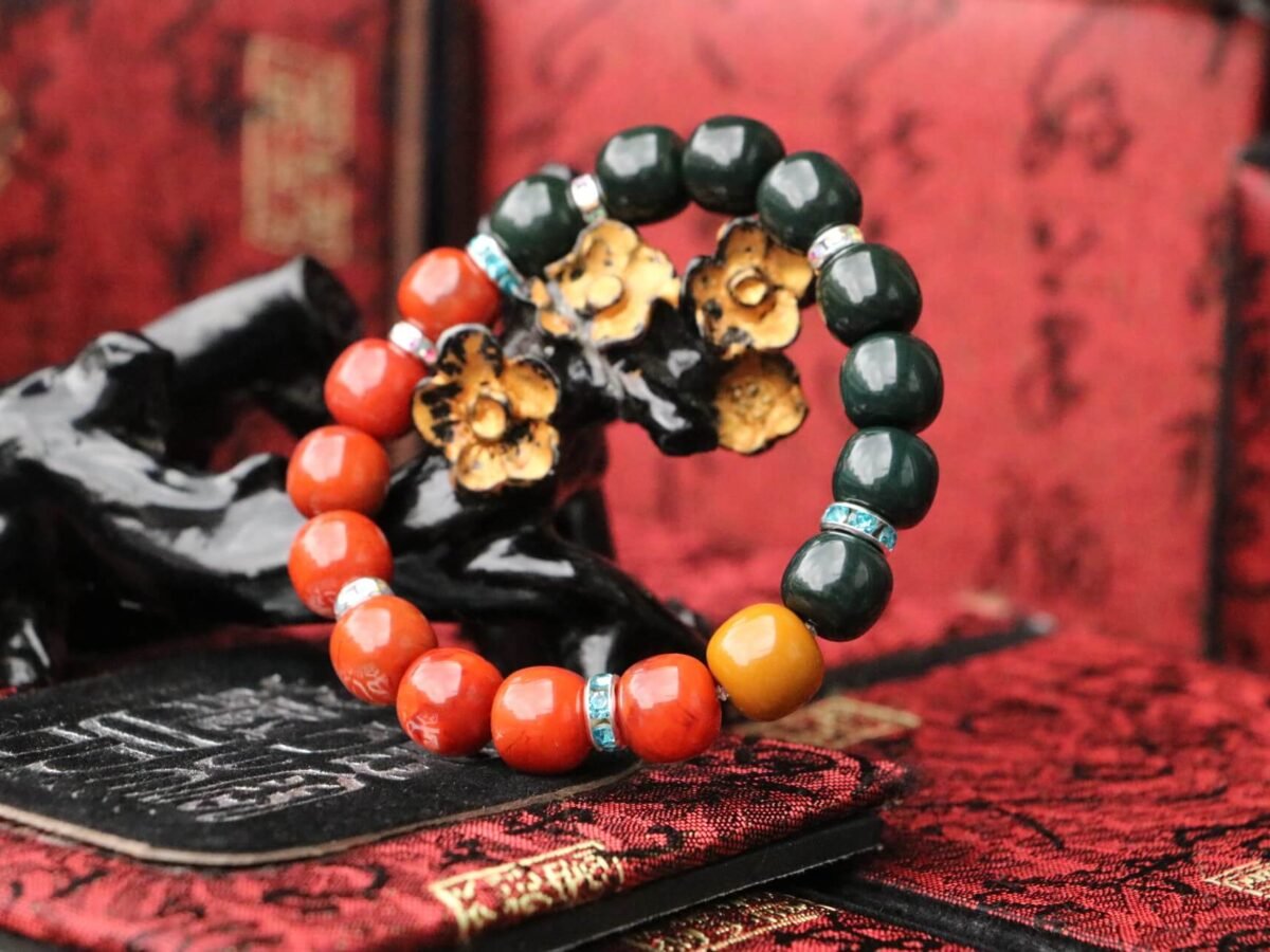 古中赤玉】精品火焰紋南紅瑪瑙手珠10x9mm｜阿拉善瑪瑙隔珠