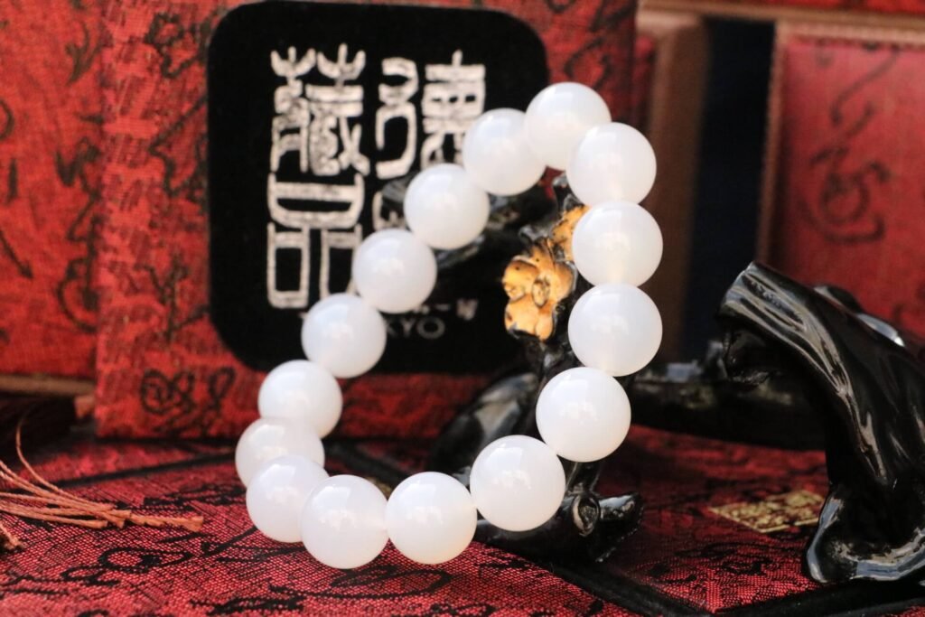 TIBUKKYO台灣德榕藏品｜原礦白瑪瑙手珠14mm圓珠｜瑪瑙手串｜White Agate