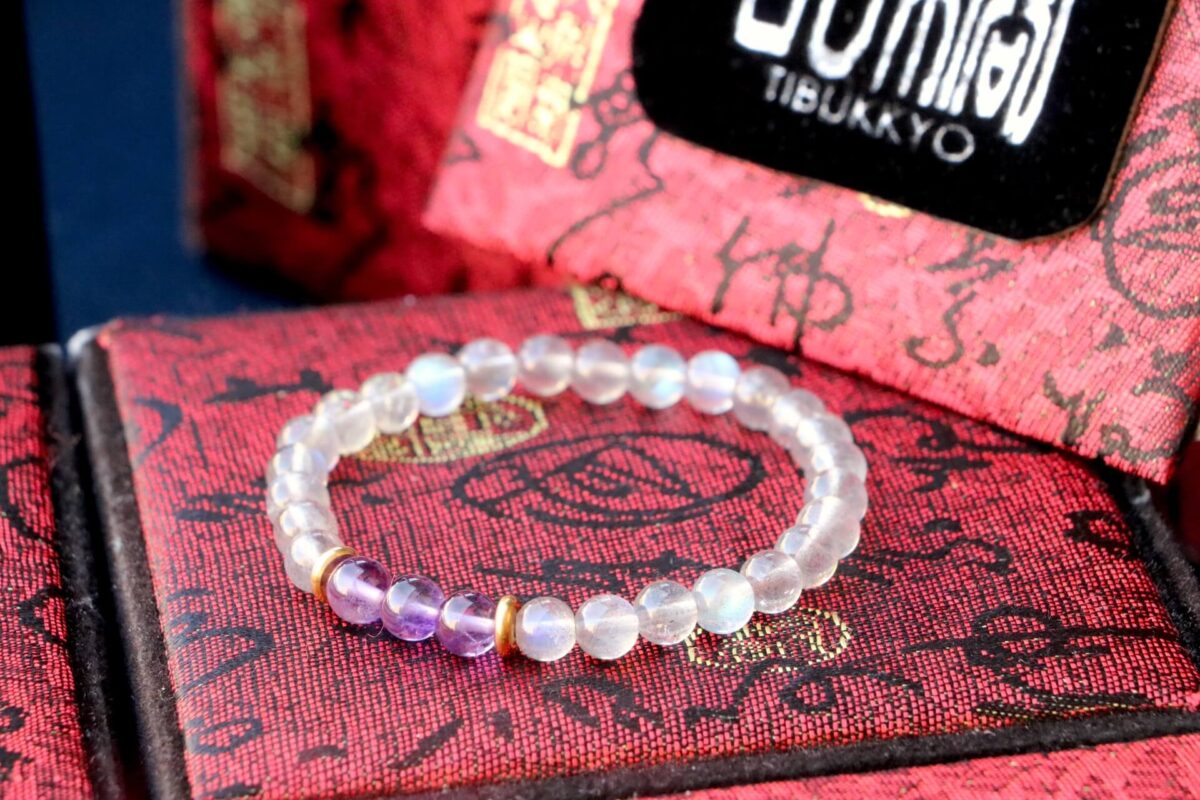TIBUKKYO Taiwan Derong Collection｜Raw ore non-dyed labradorite bracelet 6mm｜Amethyst beads