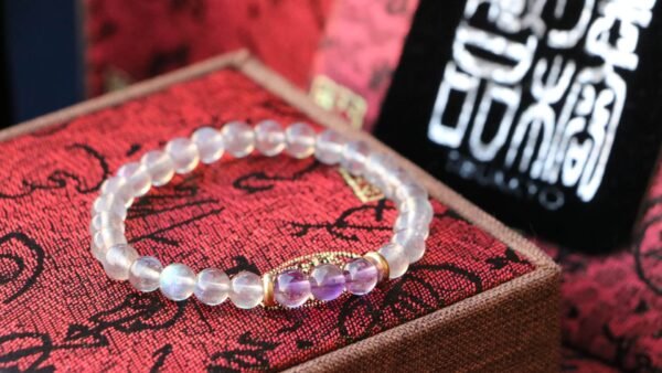 TIBUKKYO台灣德榕藏品｜原礦無染色拉長石手鍊6mm｜紫水晶隔珠