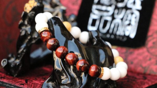 Taiwan Derong Collection｜Semi-Jade Tridacna Hand Beads 8mm Round Beads｜Original Red Tiger Eye Beads