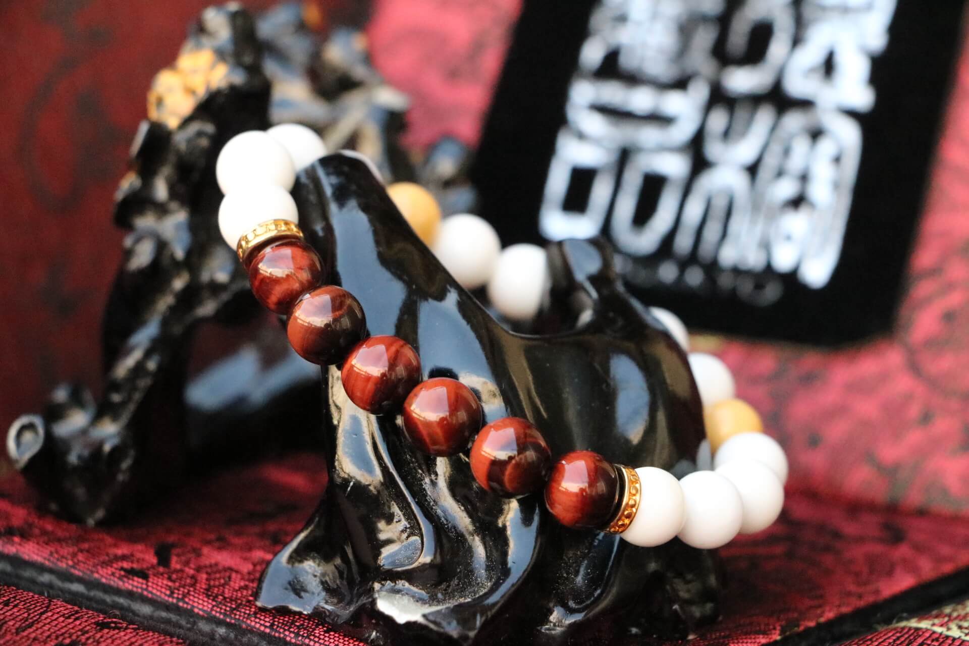 Taiwan Derong Collection｜Semi-Jade Tridacna Hand Beads 8mm Round Beads｜Original Red Tiger Eye Beads