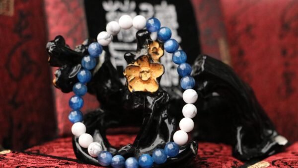 台灣德榕藏品｜原礦無染色藍晶石6mm手珠｜白松石