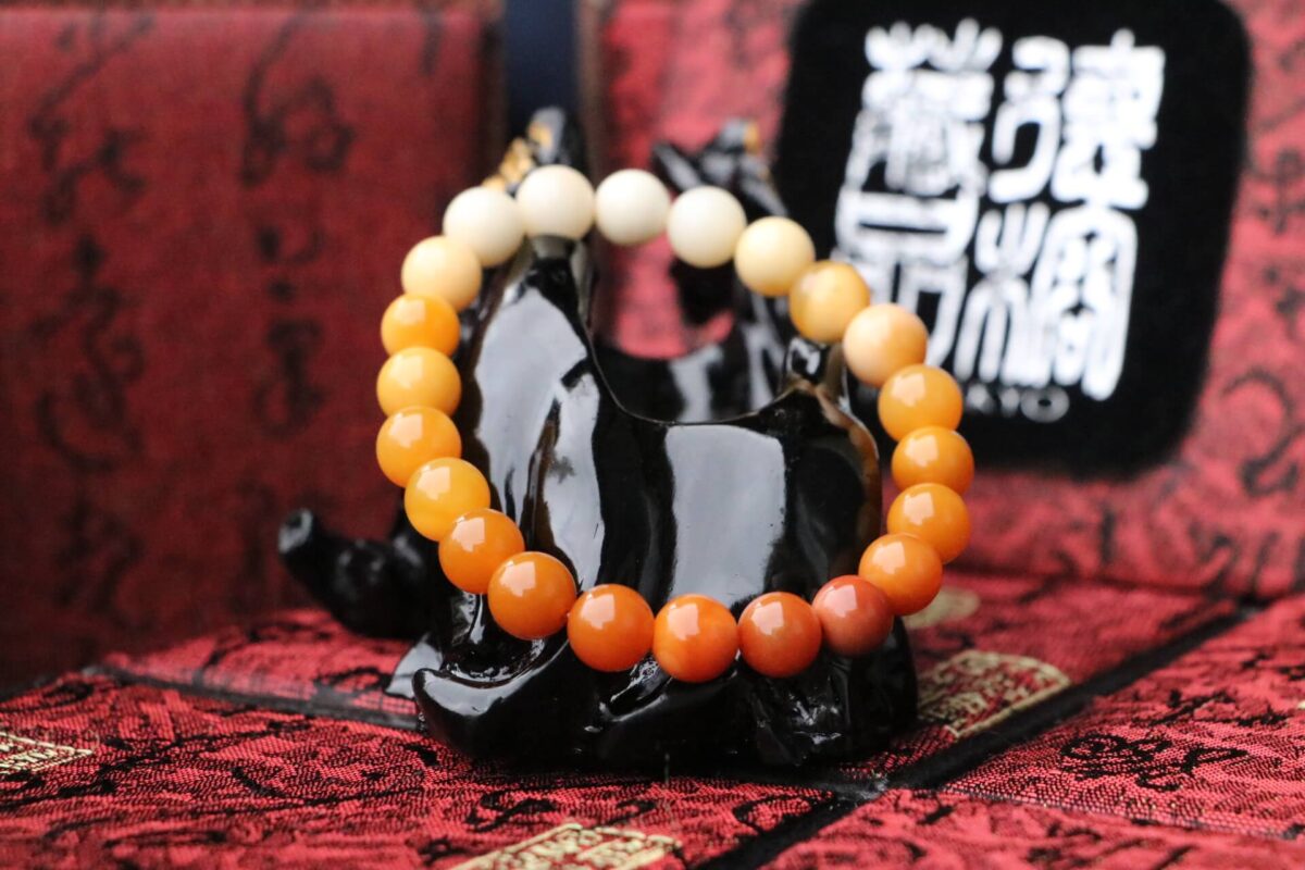 Taiwan Derong Collection｜Myanmar topaz hand beads 8mm round beads｜Gradient egg yolk honey wax yellow