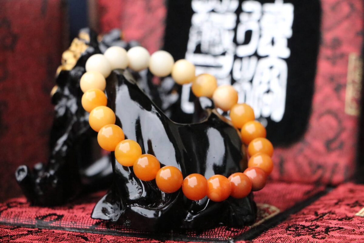 Taiwan Derong Collection｜Myanmar topaz hand beads 8mm round beads｜Gradient egg yolk honey wax yellow