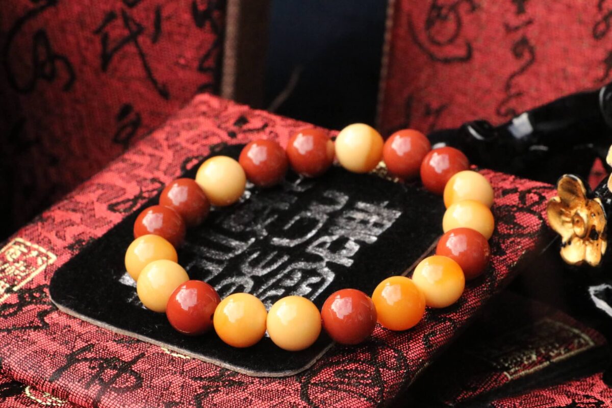 Taiwan Derong Collection｜Egg Yolk Burmese Topaz Hand Beads 8mm Round Beads｜South Red Agate Beads