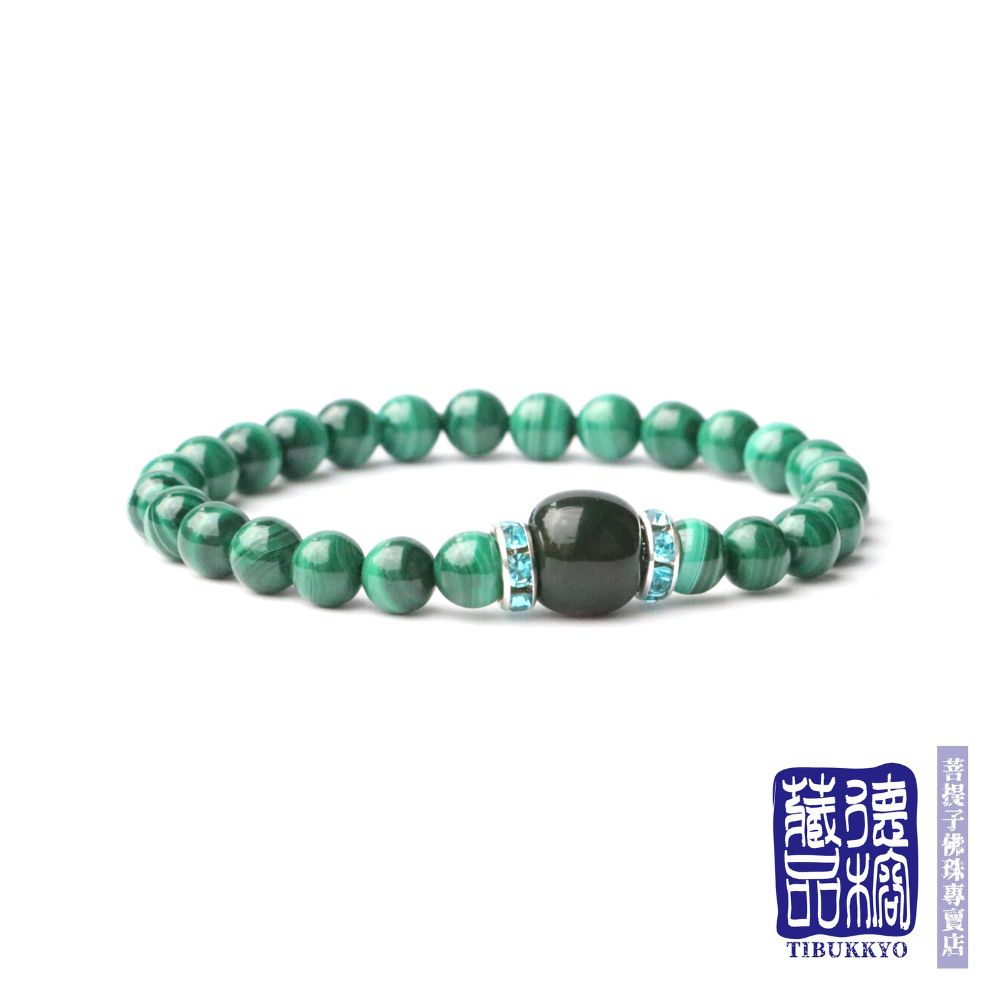 Taiwan Derong Collection｜Raw ore non-dyed malachite hand beads 6mm｜Alxa beads