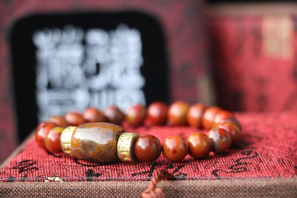 Taiwan Derong Collection｜Original Warring States Red Agate Hand Beads 8mm Round Beads｜Warring States Red Barrel Beads