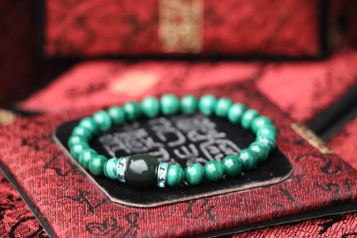 Taiwan Derong Collection｜Raw ore non-dyed malachite hand beads 6mm｜Alxa beads