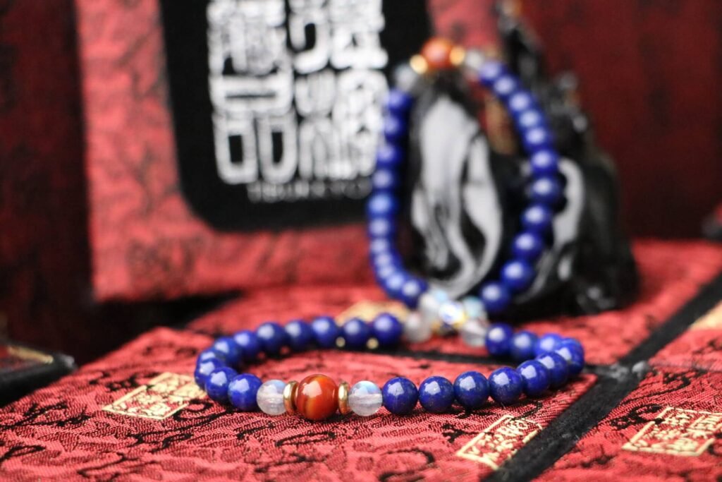 Taiwan Derong Collection｜Raw undyed lapis lazuli 6mm｜Warring States red agate｜Moonstone beads