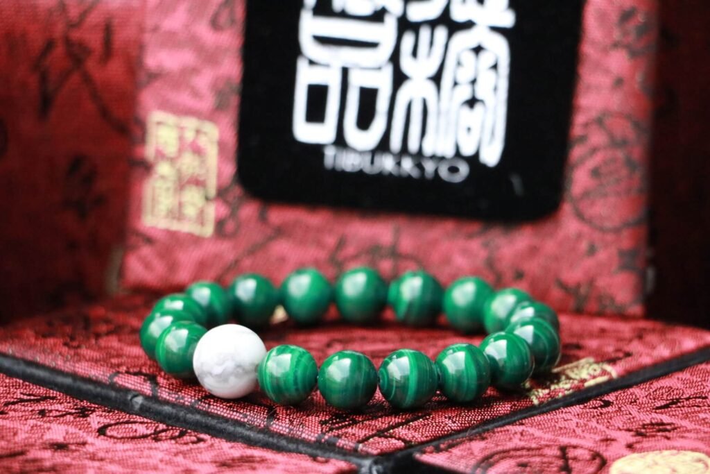 Taiwan Derong Collection｜Raw ore natural malachite hand beads 10mm｜White turquoise beads