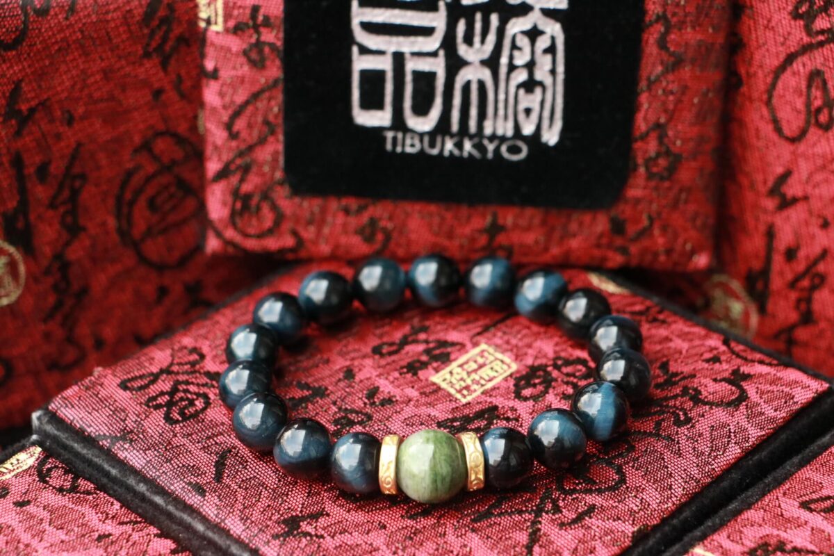Taiwan Derong Collection｜Raw ore blue tiger eye stone hand beads 10mm｜Green zoisite beads