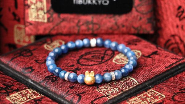 Taiwan Derong Collection｜Raw ore non-dyed kyanite 6mm hand beads｜999 gold rabbit beads