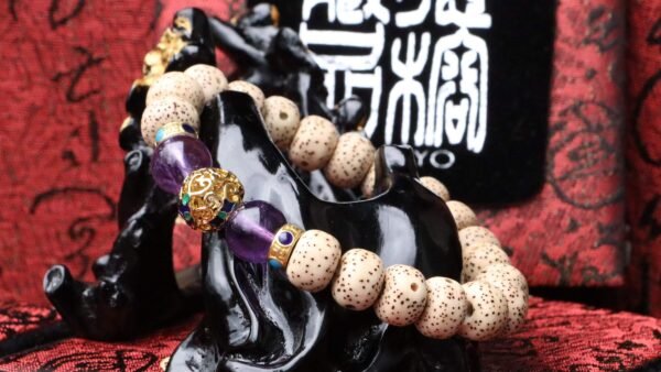 台灣德榕藏品｜A++星月菩提手珠10x8mm桶珠｜紫水晶隔珠