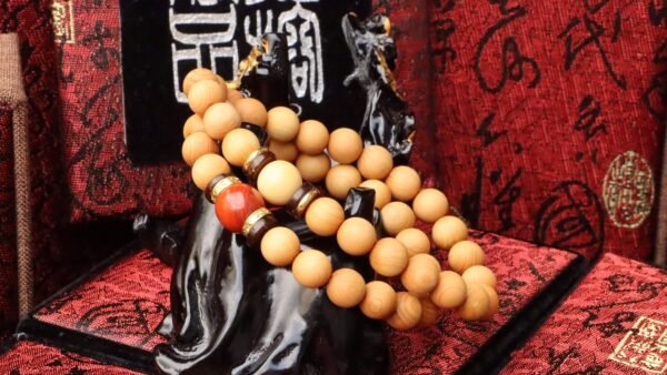 台灣德榕藏品｜太行崖柏手珠8mm圓珠｜南紅瑪瑙｜緬甸黃玉隔珠