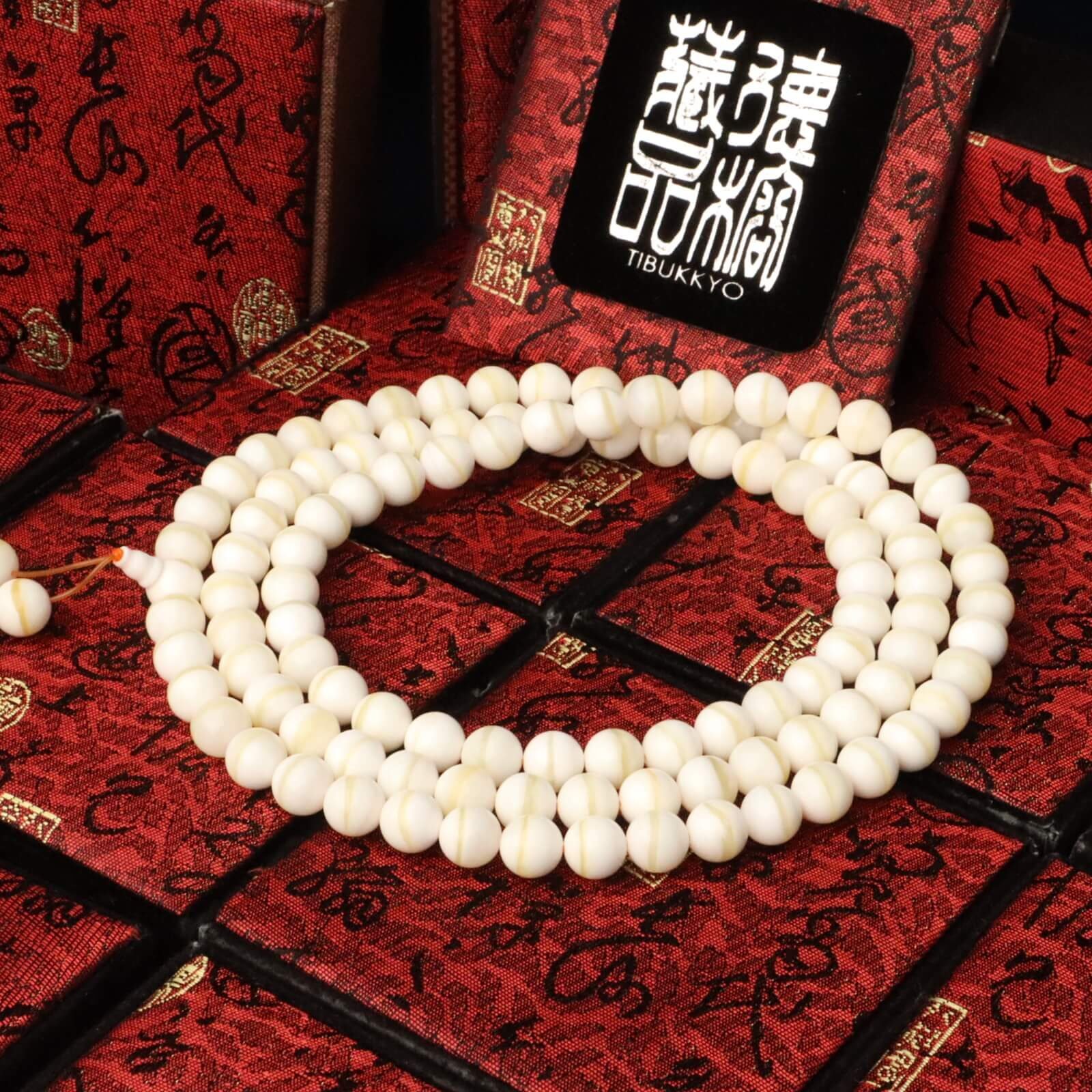 台灣德榕藏品｜玉化金絲硨磲念珠 10mm 108顆 | TIBUKKYO德榕藏品
