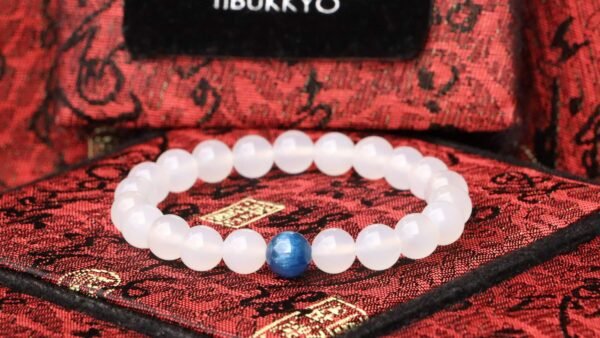 TIBUKKYO台灣德榕藏品｜原礦白瑪瑙手珠8mm圓珠｜瑪瑙手串｜白玉髓｜White Agate｜天然藍晶石隔珠