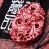 台灣德榕藏品｜原礦紫金砂朱砂祥龍吊墜｜57.8mm X 39.6mm X 6.8mm