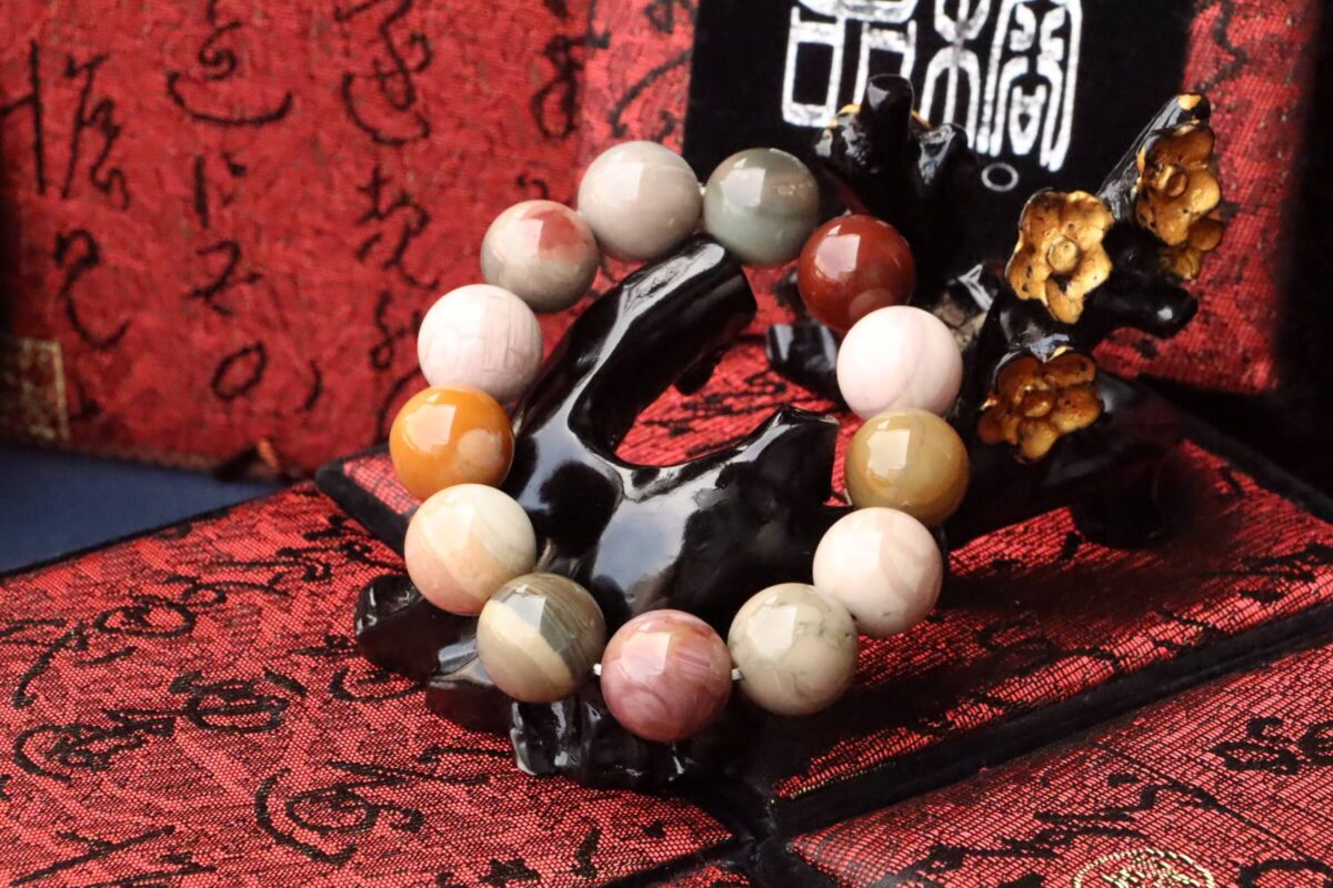 Taiwan Derong Collection｜Original undyed colored jade Alashan hand beads 12mm｜Similar to Yanyuan agate color