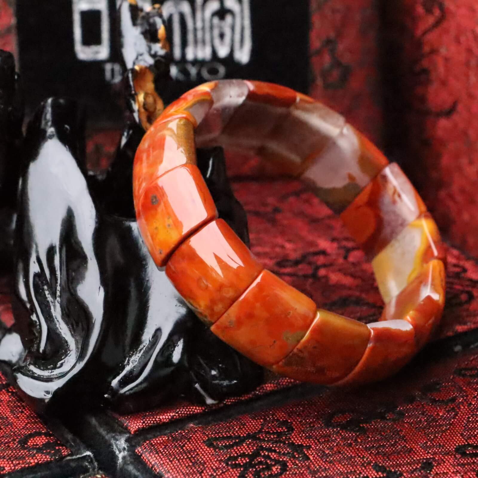 台灣德榕藏品｜原礦戰國紅瑪瑙手排寬17.3mmX厚6.6mm｜戰國紅手排